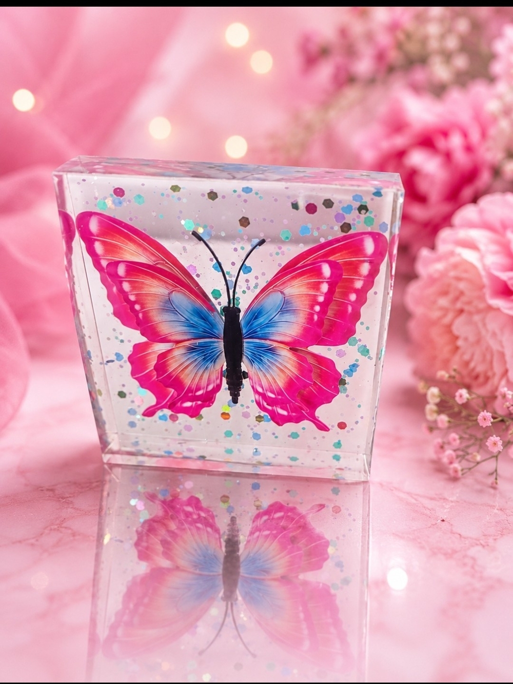 Handmade Pink & Blue Butterfly Resin Art Décor